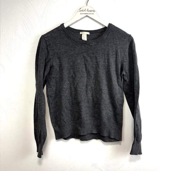 H&M Basic Sweater Gray Knit Long Sleeve Casual Pullover Solid Womens Sweatshirt - Picture 1 of 5